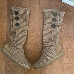 UGG Tan Knit Button Boots